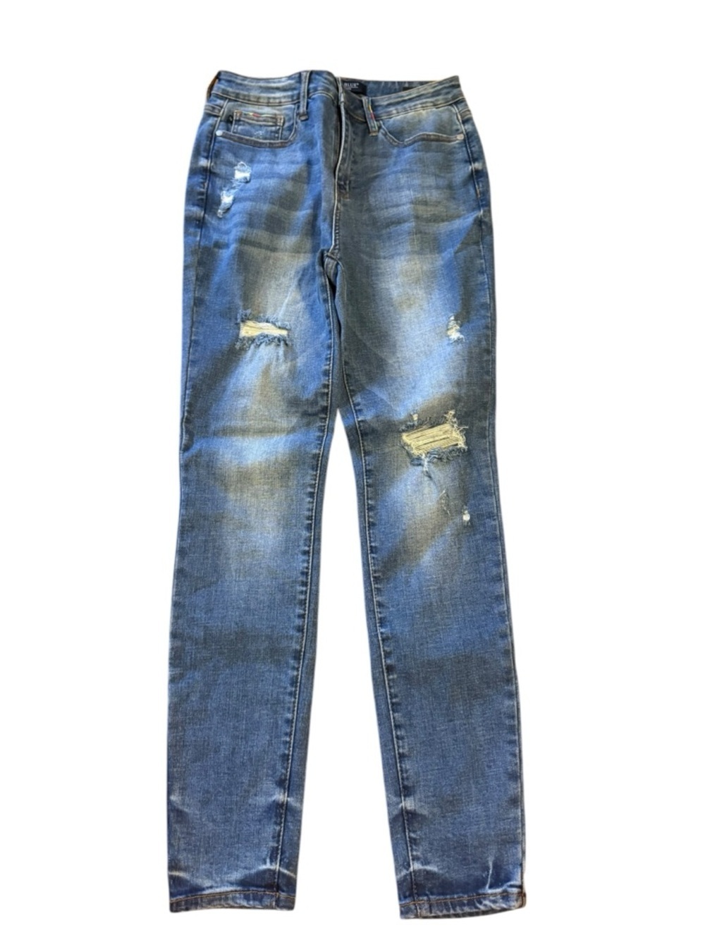 Judy Blue Medium Blue Distressed Skinny Jeans